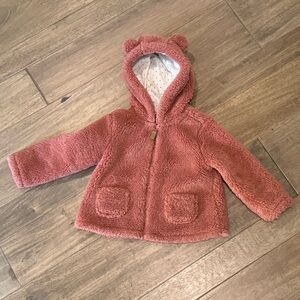 Carters fleece hooded zipper jacket, with teddy bear ears